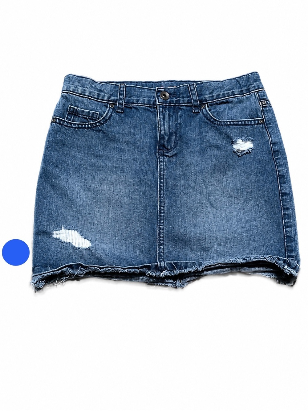 Place Denim Mini Skirt Girls Size 12 Distressed Raw Hem Blue